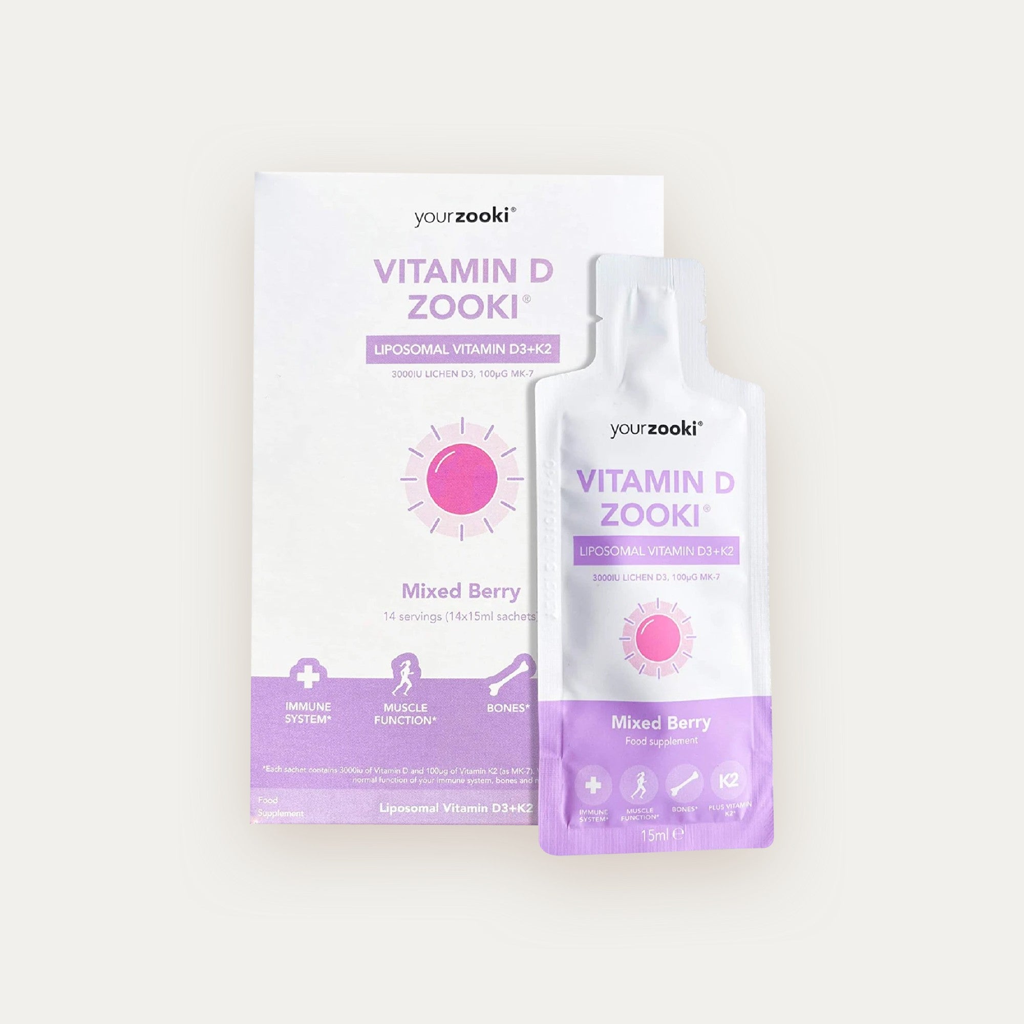 Zooki Vitamin D 3000IU Lichen Mixed Berry (20x15ml)
